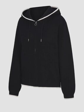 Savage Fenty Lit Leisure Zip-Up Knit Hoodie Black and White size XL